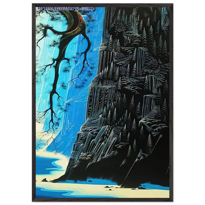 Cliffs Ascending - Eyvind Earle 70x100 cm / 28x40 inches Framed Art Print – Black Wooden Frame