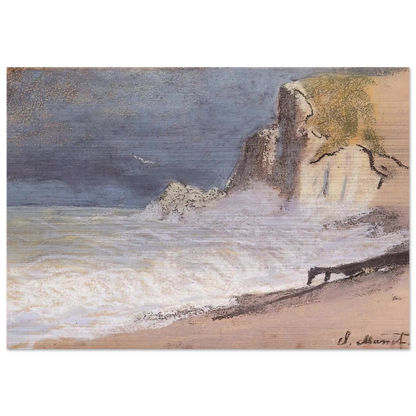 The Manneport, Etretat - Amont Cliff, Rough Weather - claude monet Brushed Aluminum Print - 70x100 cm / 28x40 inches | claude monet Aluminum Print | claude monet Prints