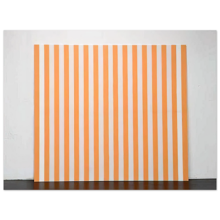 Daniel Buren - Peinture acrylique blanche sur tissu rayÃƒÂ© blanc et orange - 1972  75x100 cm / 30x40inches Fine Art Poster