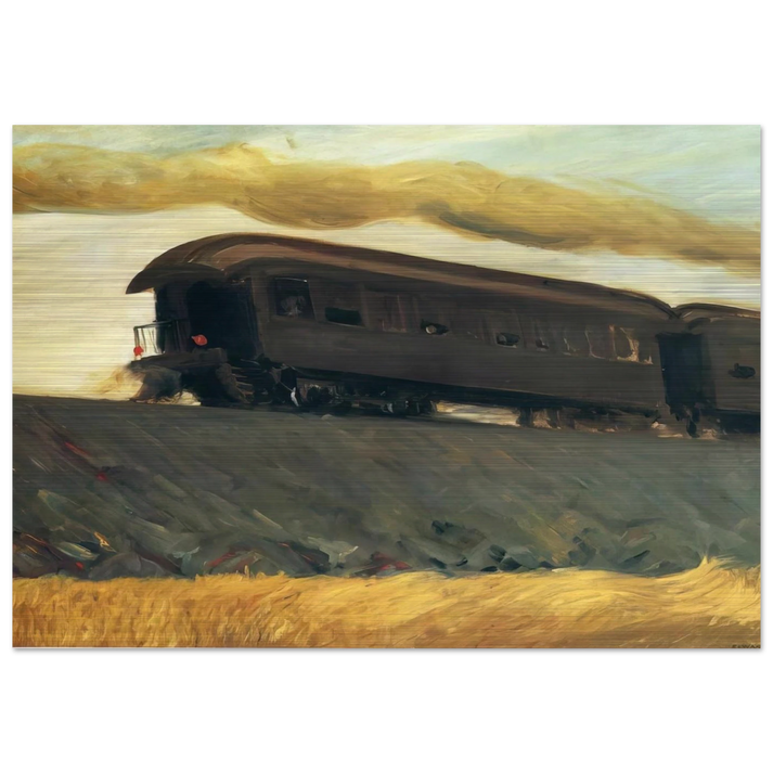 Railroad Train - Edward Hopper Brushed Aluminum Print - 70x100 cm / 28x40 inches | Edward Hopper Aluminum Print | Edward Hopper Prints
