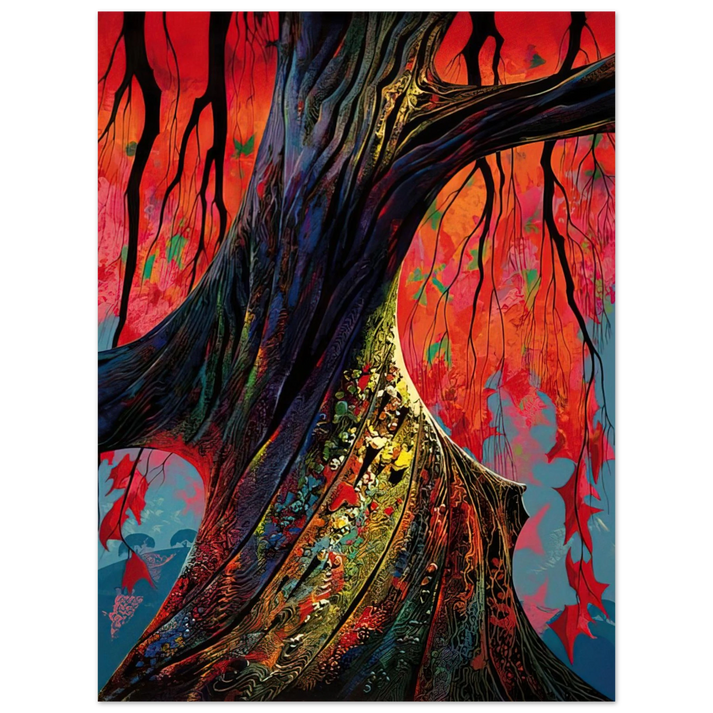 Eyvind Earle - Fire red and gold  75x100 cm / 30x40inches Fine Art Poster