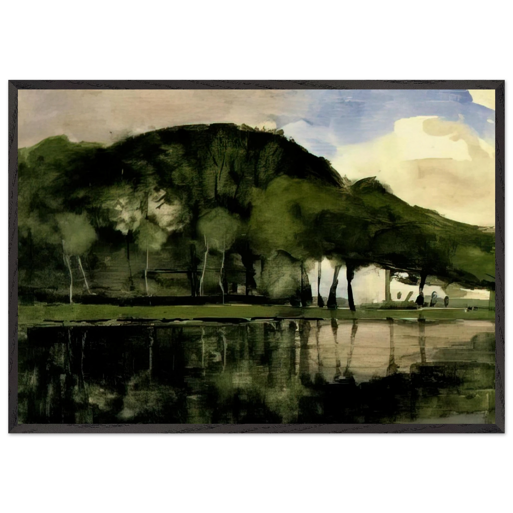 Along the Amstel - Piet Mondrian 70x100 cm / 28x40 inches Framed Art Print – Black Wooden Frame