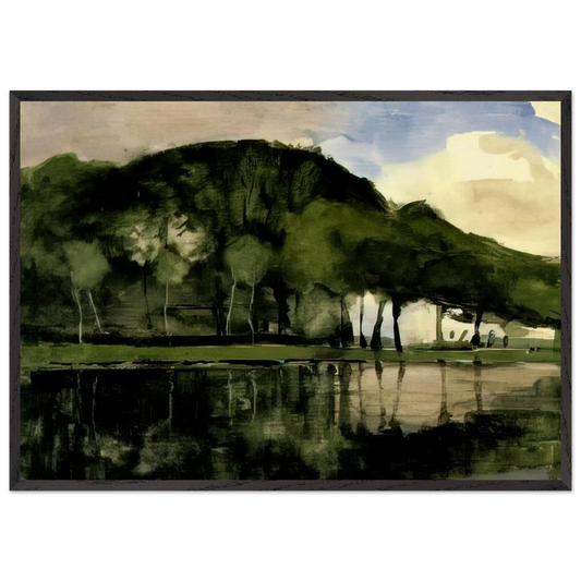 Along the Amstel - Piet Mondrian 70x100 cm / 28x40 inches Framed Art Print – Black Wooden Frame
