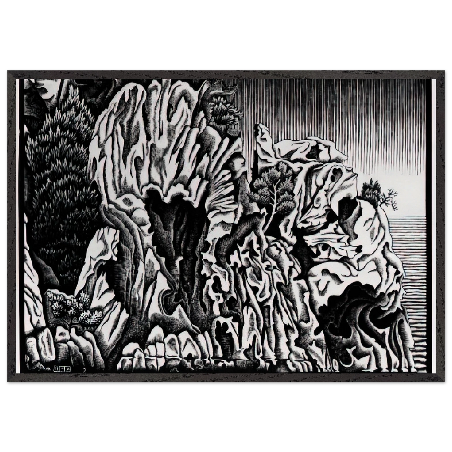 CALANCHE OF PIANA CORSICA FEBRUARY 1934 1934 - MC Escher Framed Art Print – Black Wooden Frame - Default Title - -Framed Art Print