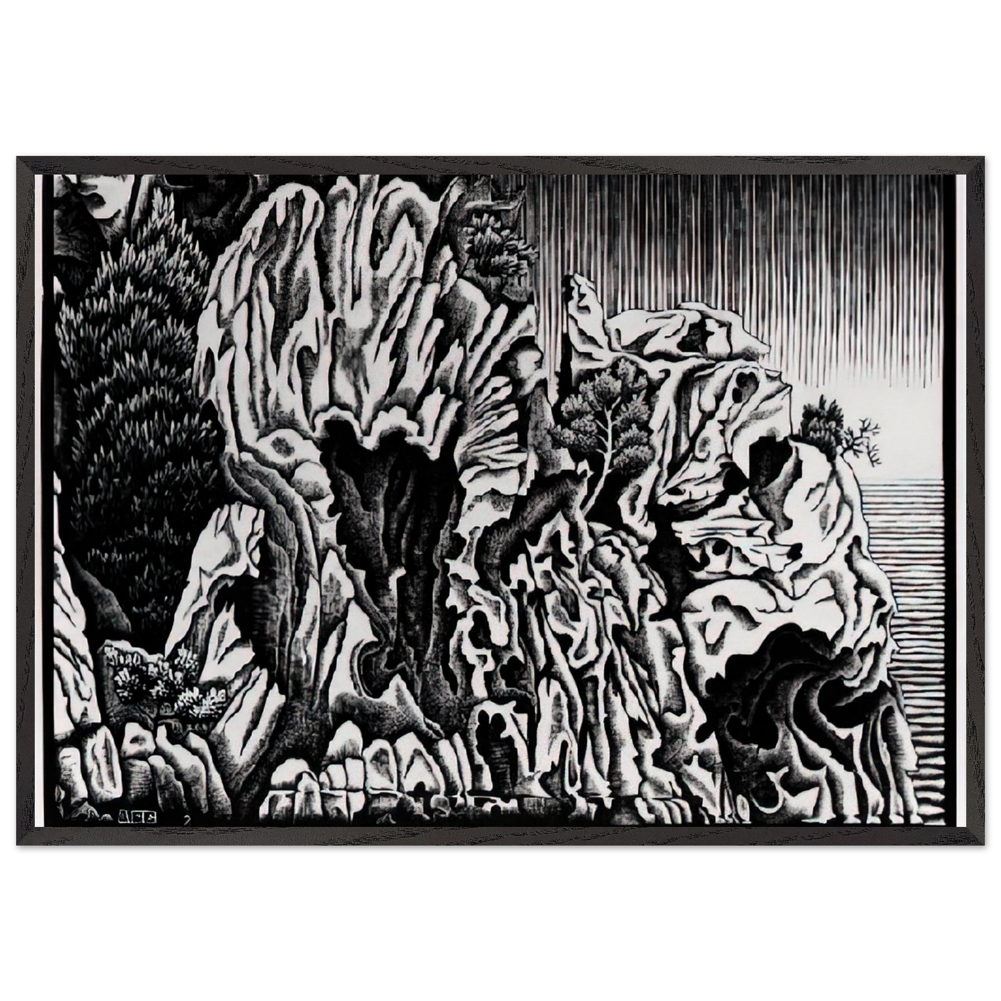 CALANCHE OF PIANA CORSICA FEBRUARY 1934 1934 - MC Escher Framed Art Print – Black Wooden Frame - Default Title - -Framed Art Print