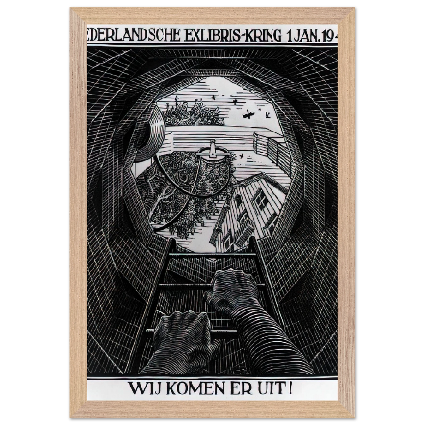MC Escher - NEW YEAR S GREETING CARD Wall Art - 30x40 cm / 12x16 inches - Fine Art Poster - -