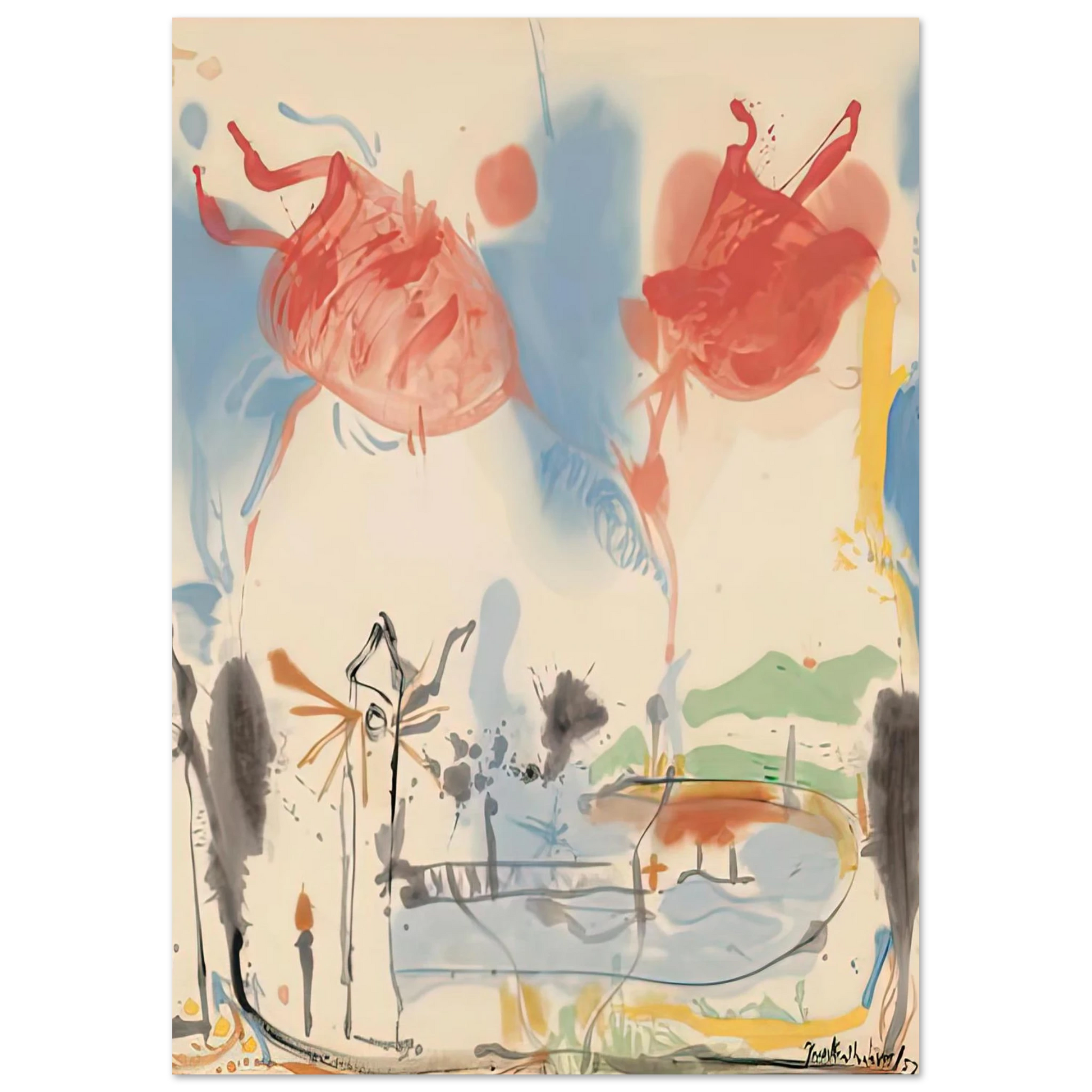 Helen Frankenthaler - Round Trip, 1957- Wall Art - 30x40 cm / 12x16 inches - Fine Art Poster - -