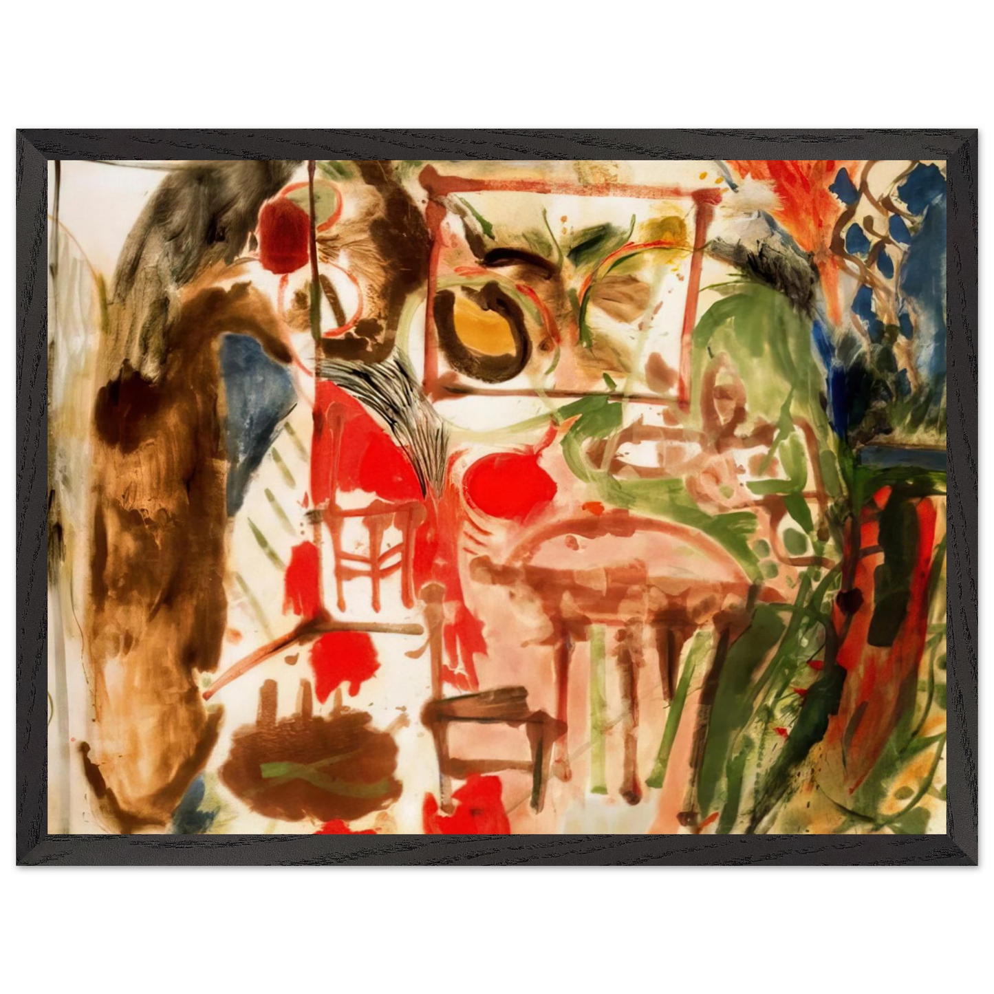 Helen Frankenthaler - Interior - 1957 Wall art - 15x20 cm / 6x8 inches - Premium Wooden Framed Poster With Fine Art Paper - Black frame