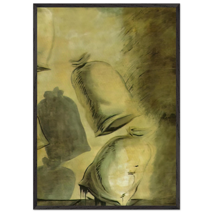 SET DESIGN FOR THE BALLET LOS SACOS DEL MOLINERO 1 - Salvador Dali 70x100 cm / 28x40 inches Framed Art Print – Black Wooden Frame