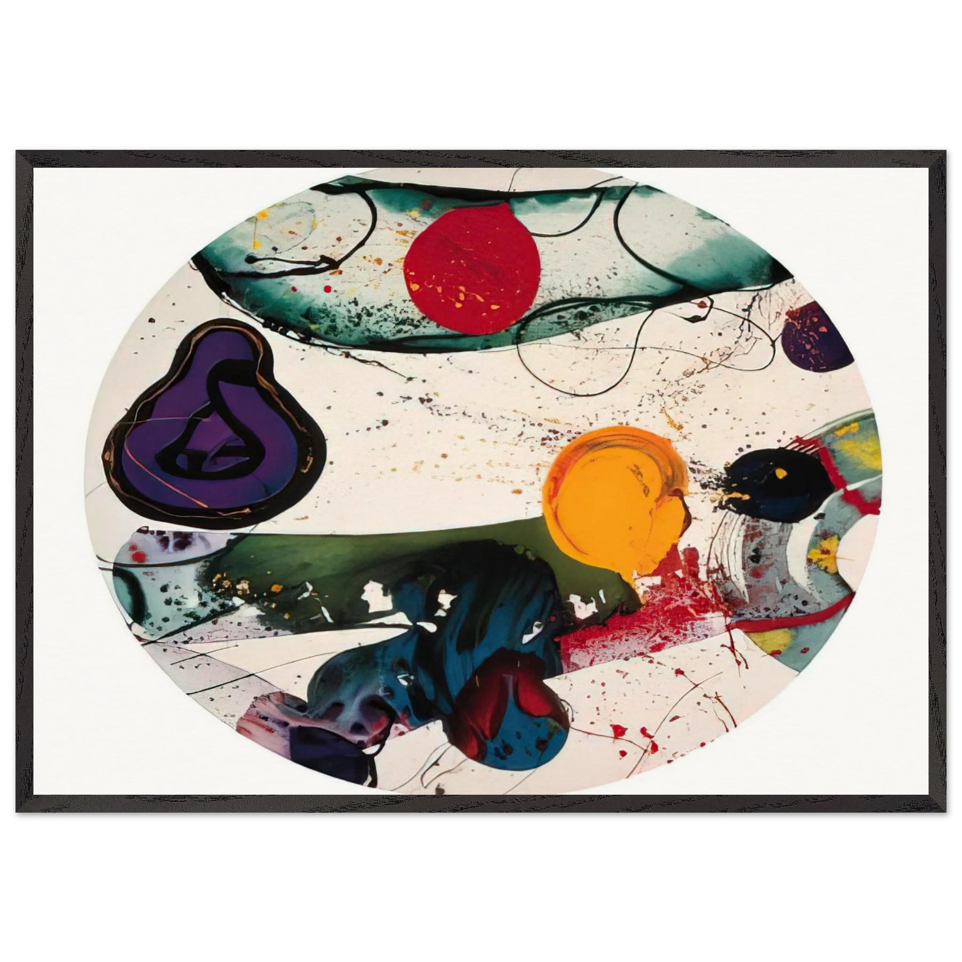 Lollipop  SF88-250  - Sam Francis Framed Art Print – Black Wooden Frame - Default Title - -Framed Art Print