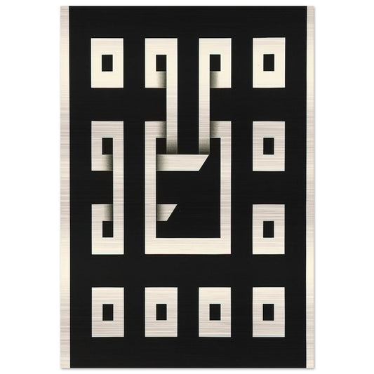 Clandestine Game XI - 1968 - Omar Rayo Brushed Aluminum Print - 70x100 cm / 28x40 inches | Omar Rayo Aluminum Print | Omar Rayo Prints