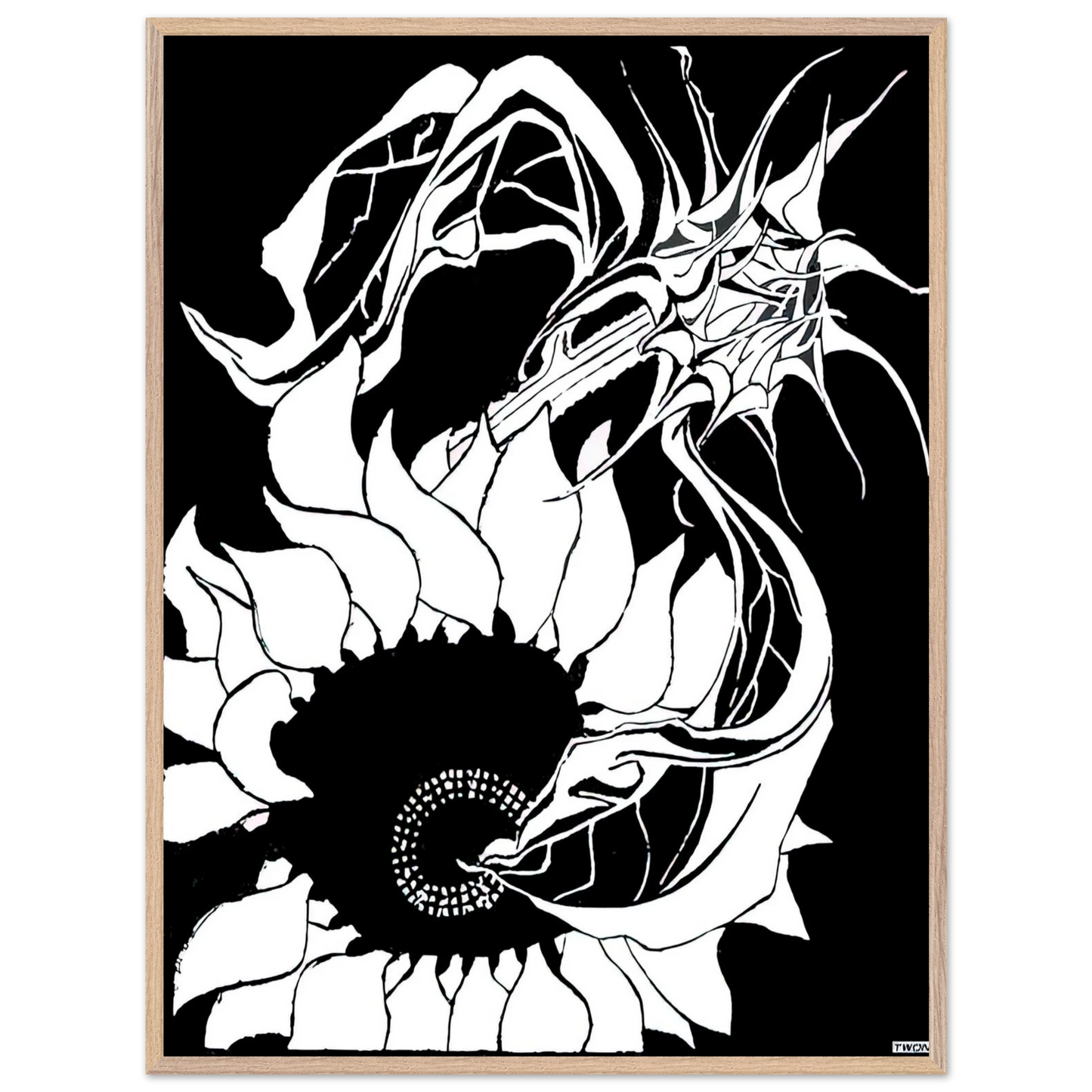 MC Escher - SUNFLOWERS Wall Art - 21x29.7 cm / 8x12" - Premium Wooden Framed Poster With Fine Art Paper - White frame