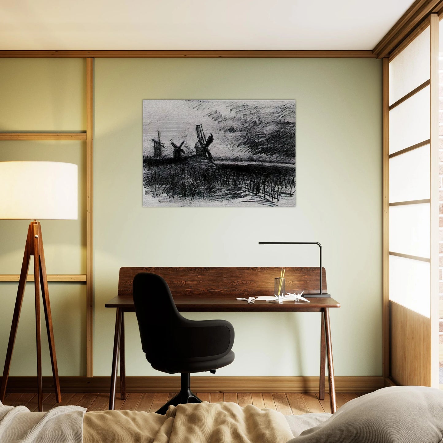 Windmills at Montmartre - Vincent van Gogh Brushed Aluminum Print - 70x100 cm / 28x40 inches | Vincent van Gogh Aluminum Print | Vincent van Gogh Prints