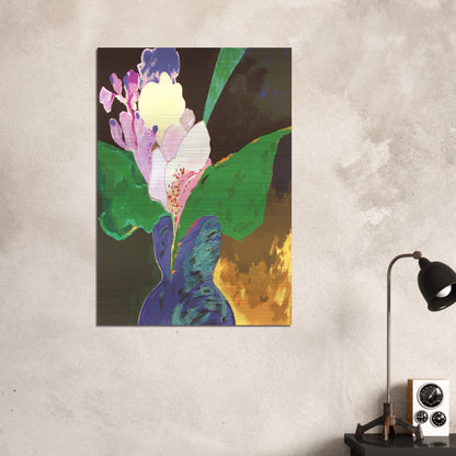 Blue Vase With Flowers - 2002 - Aldemir Martins Brushed Aluminum Print - 70x100 cm / 28x40 inches | Aldemir Martins Aluminum Print | Aldemir Martins Prints