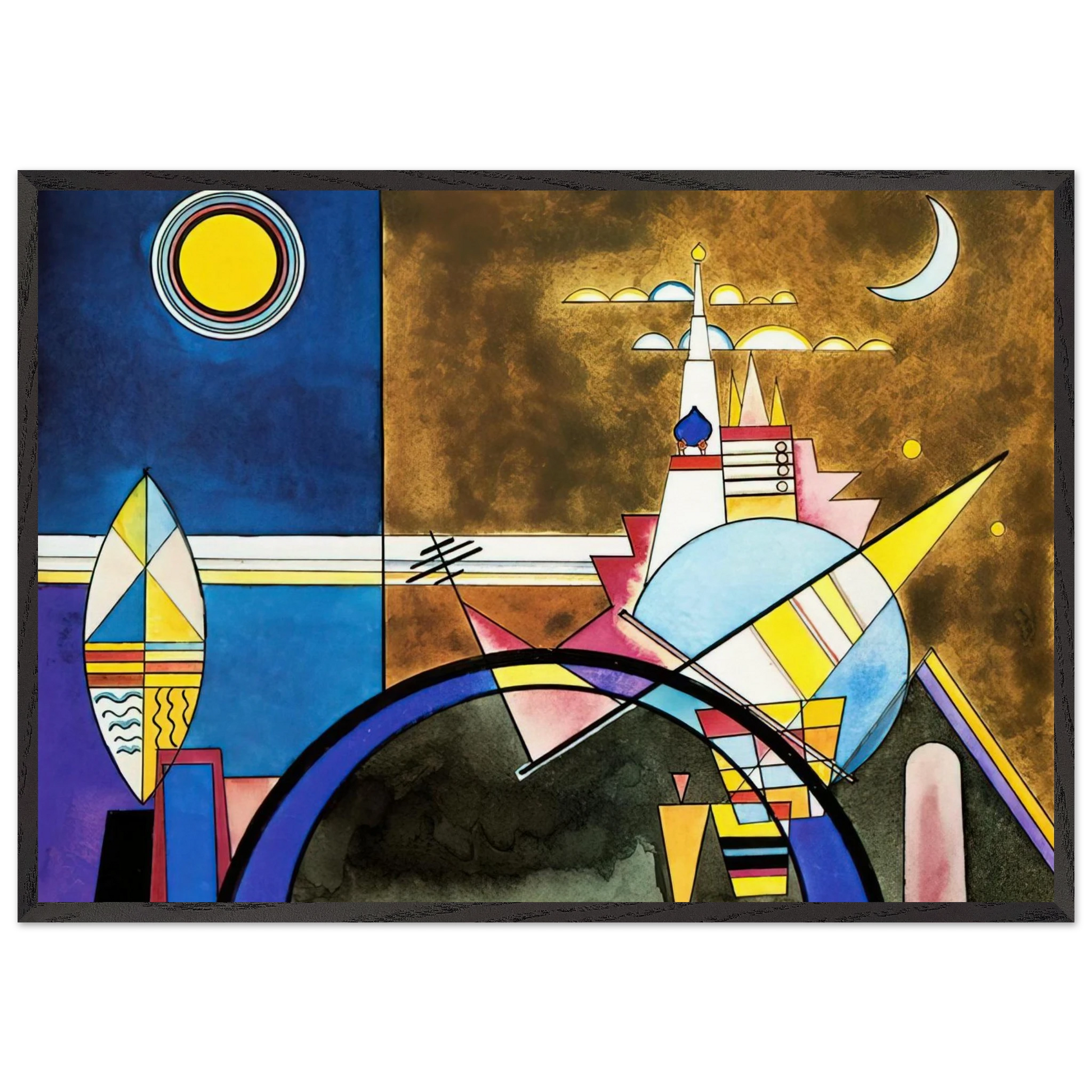 PICTURE XVI THE GREAT GATE OF KIEV STAGE SET FOR MUSSORGSKY S PICTURES AT AN EXHIBITION IN 1928 - Wassily Kandinsky Framed Art Print – Black Wooden Frame - Default Title - -Framed Art Print