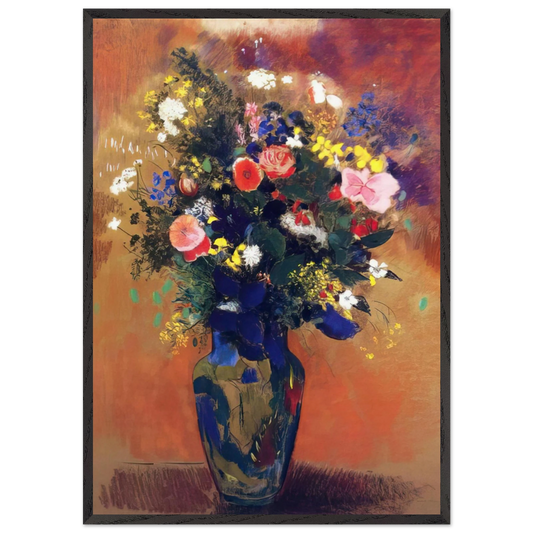 LARGE BOUQUET OF WILD FLOWERS - Odilon Redon Framed Art Print – Black Wooden Frame - Default Title - -Framed Art Print