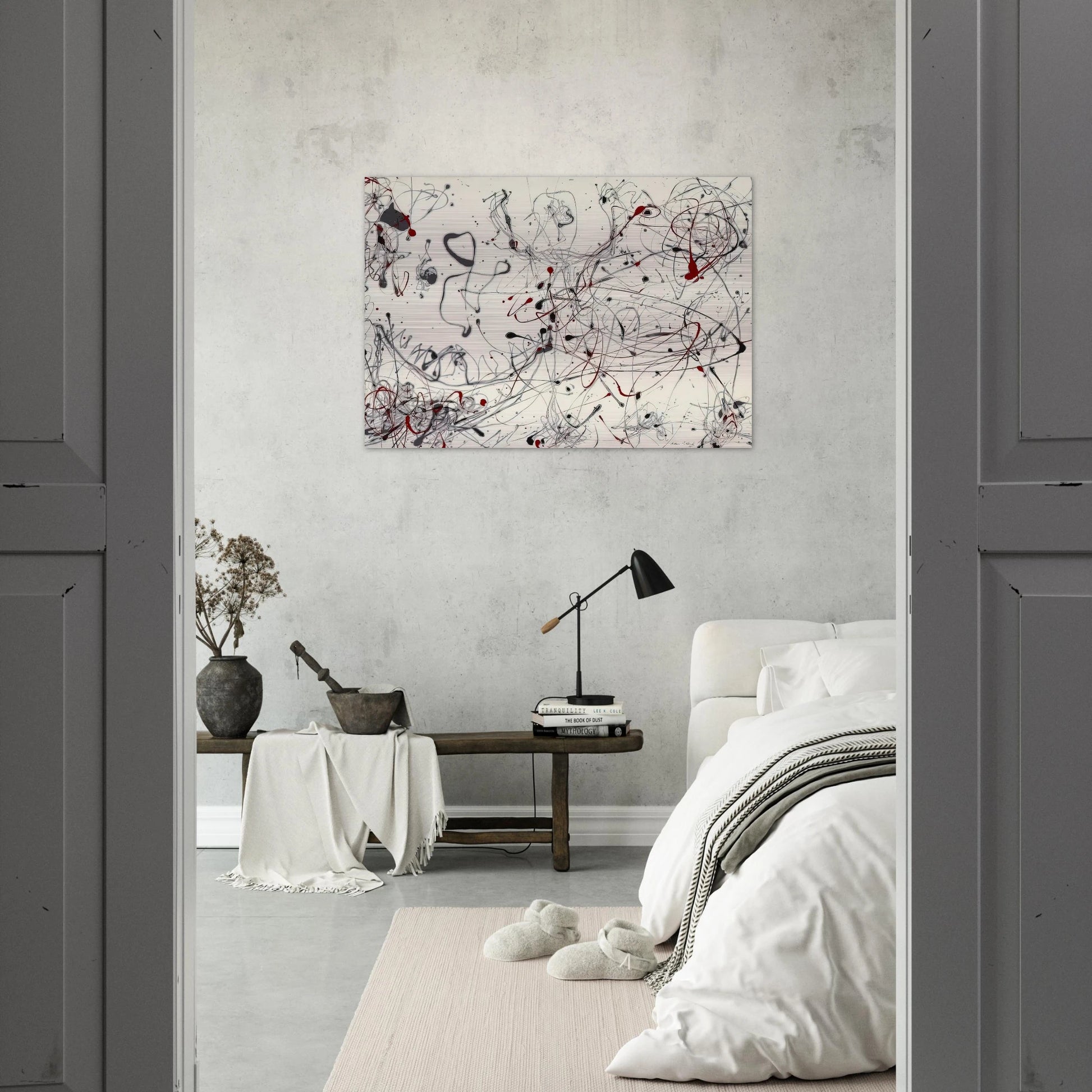 NUMBER 4 GRAY AND RED 1948 - Jackson Pollock Brushed Aluminum Print - 70x100 cm / 28x40 inches | Jackson Pollock Aluminum Print | Jackson Pollock Prints