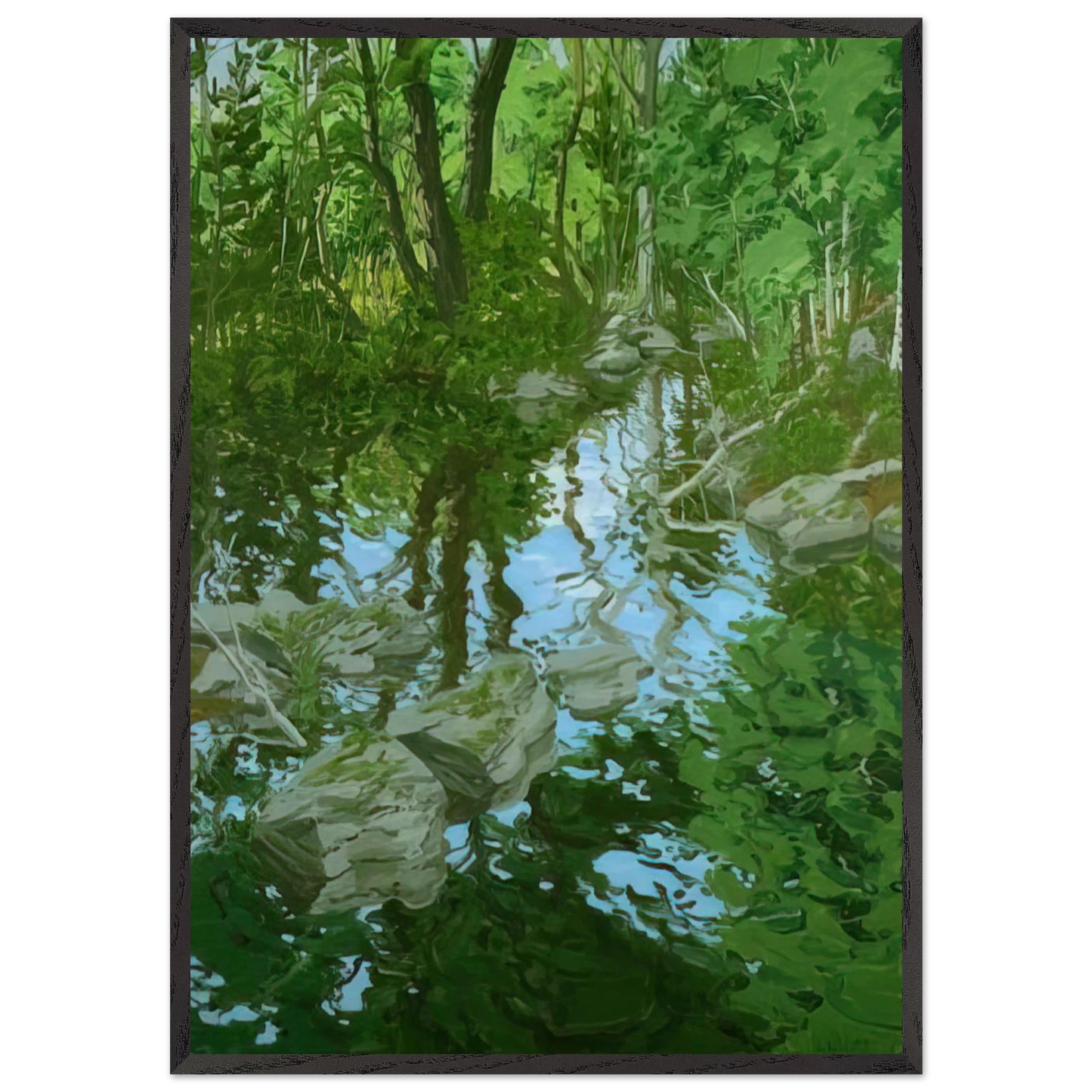 Maine Woodlandpng - 1970 - Neil Welliver Framed Art Print – Black Wooden Frame - Default Title - -Framed Art Print