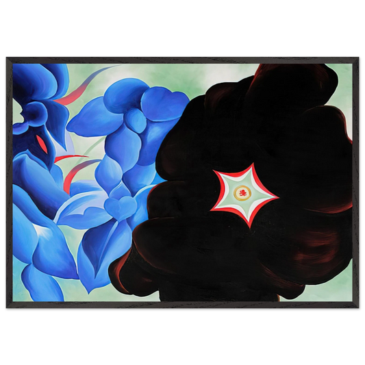 Black Hollyhock - Blue Larkspur - Georgia OKeeffe 70x100 cm / 28x40 inches Framed Art Print – Black Wooden Frame