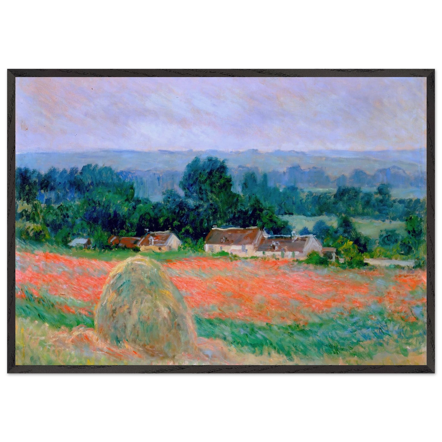 Haystack at Giverny - claude monet Framed Art Print – Black Wooden Frame - Default Title - -Framed Art Print