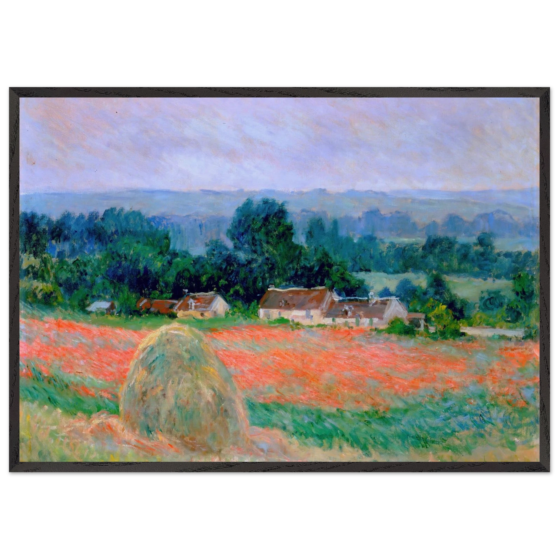 Haystack at Giverny - claude monet Framed Art Print – Black Wooden Frame - Default Title - -Framed Art Print