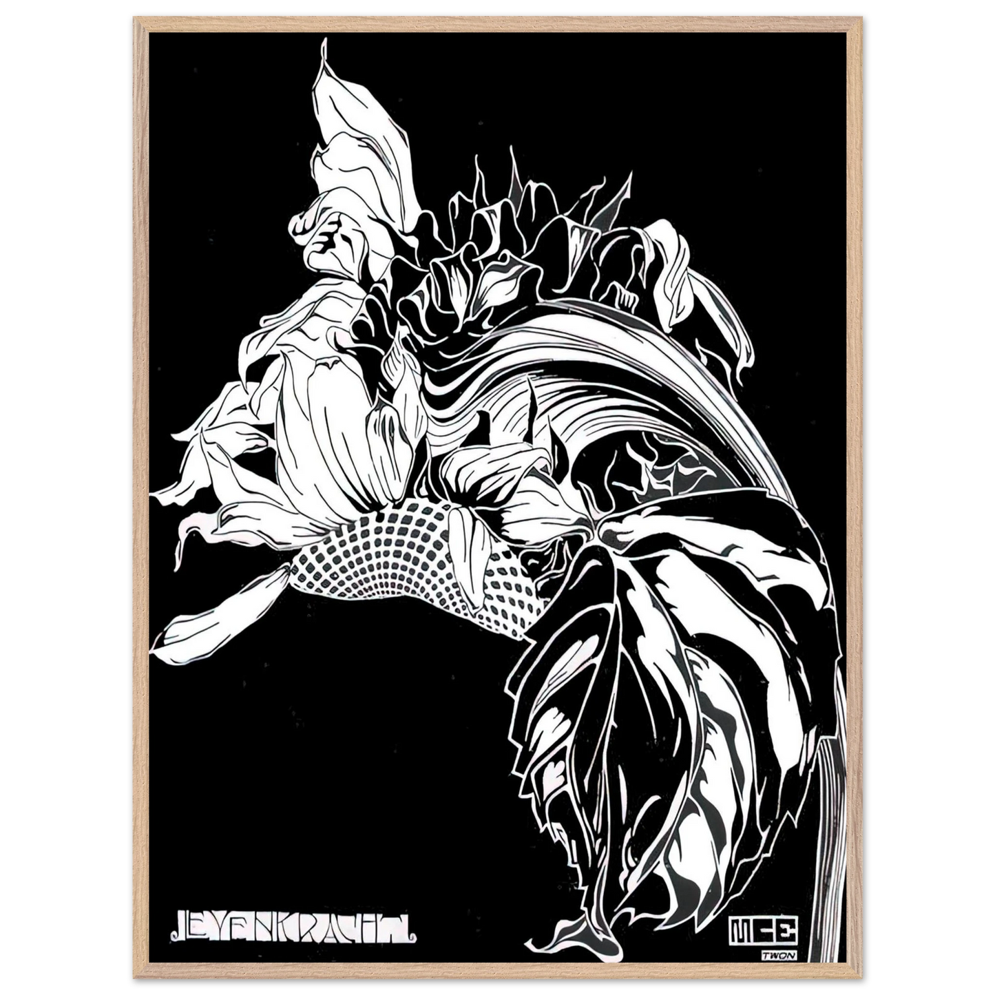 MC Escher - LIFE FORCE Wall Art - 30x40 cm / 12x16 inches - Premium Wooden Framed Poster With Fine Art Paper - Black frame