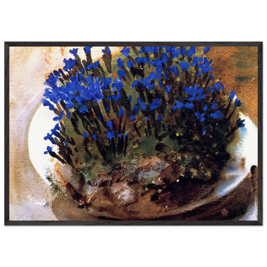 Blue Gentians - John Singer Sargent 70x100 cm / 28x40 inches Framed Art Print – Black Wooden Frame