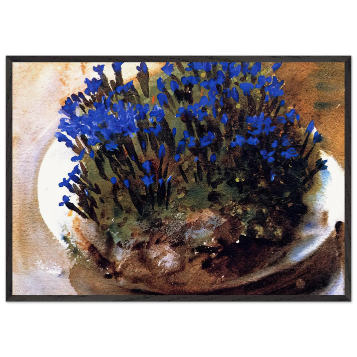Blue Gentians - John Singer Sargent 70x100 cm / 28x40 inches Framed Art Print – Black Wooden Frame