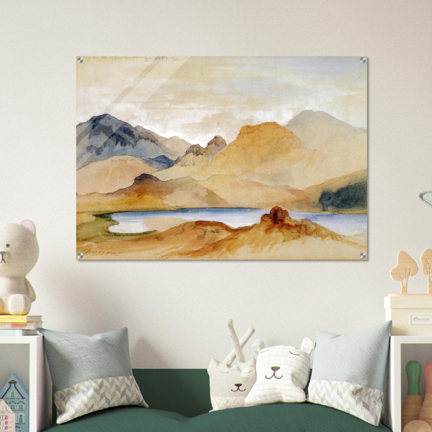 Cinnabar Mountain, Yellowstone River watercolour - Thomas Moran Acrylic Print - 70x100 cm / 28x40″ inches | Thomas Moran Wall Art | Thomas Moran Prints