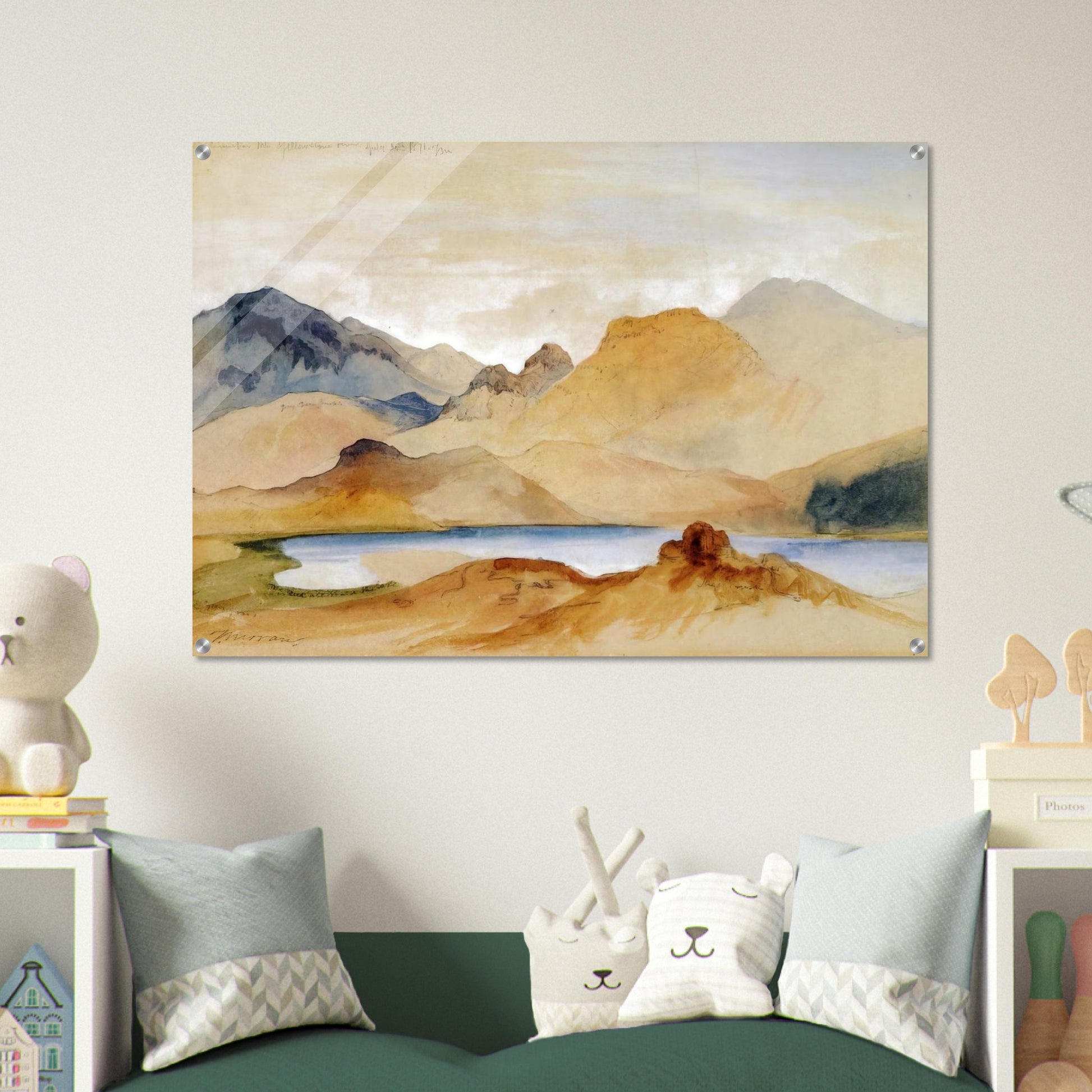 Cinnabar Mountain, Yellowstone River watercolour - Thomas Moran Acrylic Print - 70x100 cm / 28x40″ inches | Thomas Moran Wall Art | Thomas Moran Prints