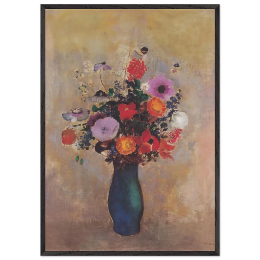 WILDFLOWERS - Odilon Redon 70x100 cm / 28x40 inches Framed Art Print – Black Wooden Frame