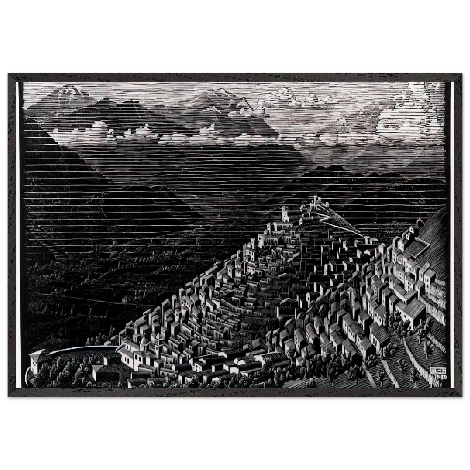 MORANO CALABRIA - MC Escher Framed Art Print – Black Wooden Frame - Default Title - -Framed Art Print
