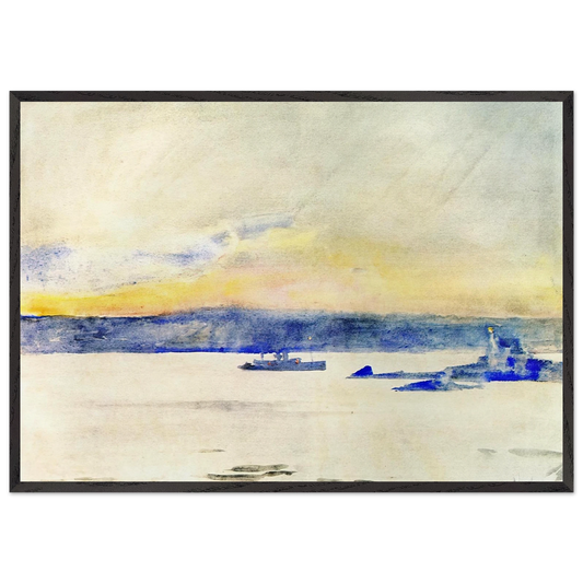 Afterglow Gloucester Harbor aka Ten Pound Island LIght - Childe Hassam 70x100 cm / 28x40 inches Framed Art Print – Black Wooden Frame