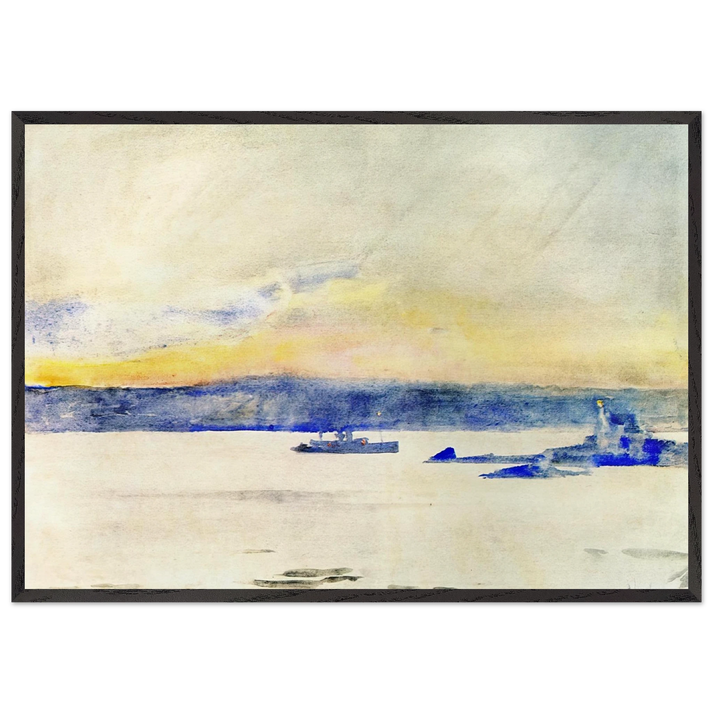 Afterglow Gloucester Harbor aka Ten Pound Island LIght - Childe Hassam 70x100 cm / 28x40 inches Framed Art Print – Black Wooden Frame