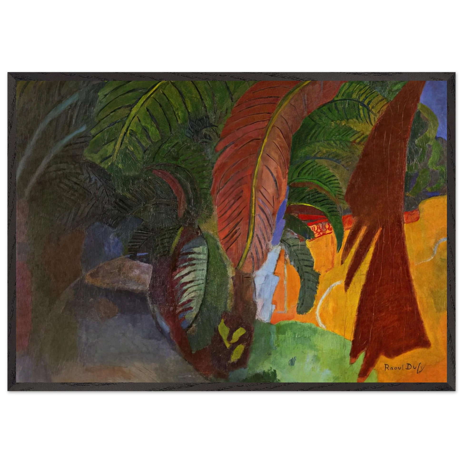 PALM TREES AT MARTIGUES HOMAGE TO GAUGUIN 1910 - Raoul Dufy Framed Art Print – Black Wooden Frame - Default Title - -Framed Art Print