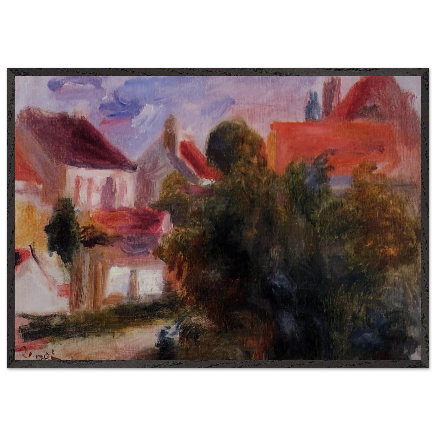 Street in Essoyes - Pierre-Auguste Renoir Framed Art Print – Black Wooden Frame - Default Title - -Framed Art Print