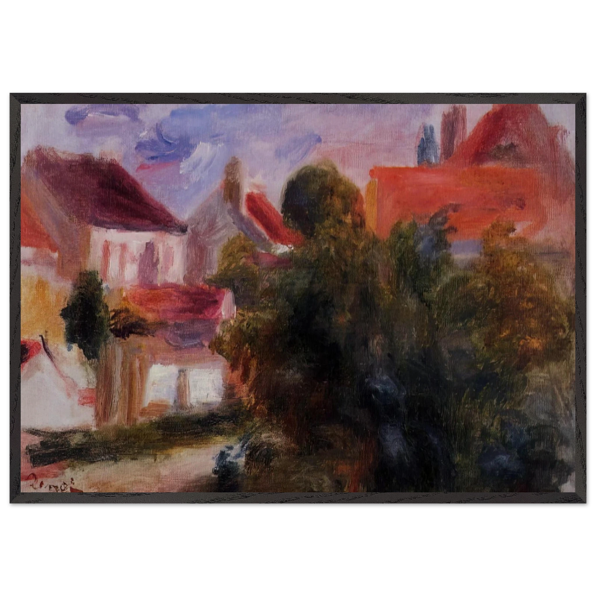 Street in Essoyes - Pierre-Auguste Renoir Framed Art Print – Black Wooden Frame - Default Title - -Framed Art Print