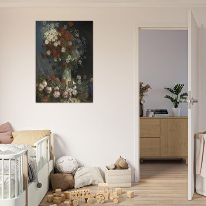 Still life with meadow flowers and roses - Vincent van Gogh Brushed Aluminum Print - 70x100 cm / 28x40 inches | Vincent van Gogh Aluminum Print | Vincent van Gogh Prints