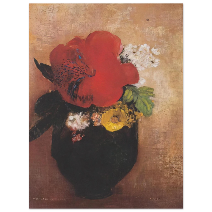Odilon Redon - THE RED POPPY  75x100 cm / 30x40inches Fine Art Poster