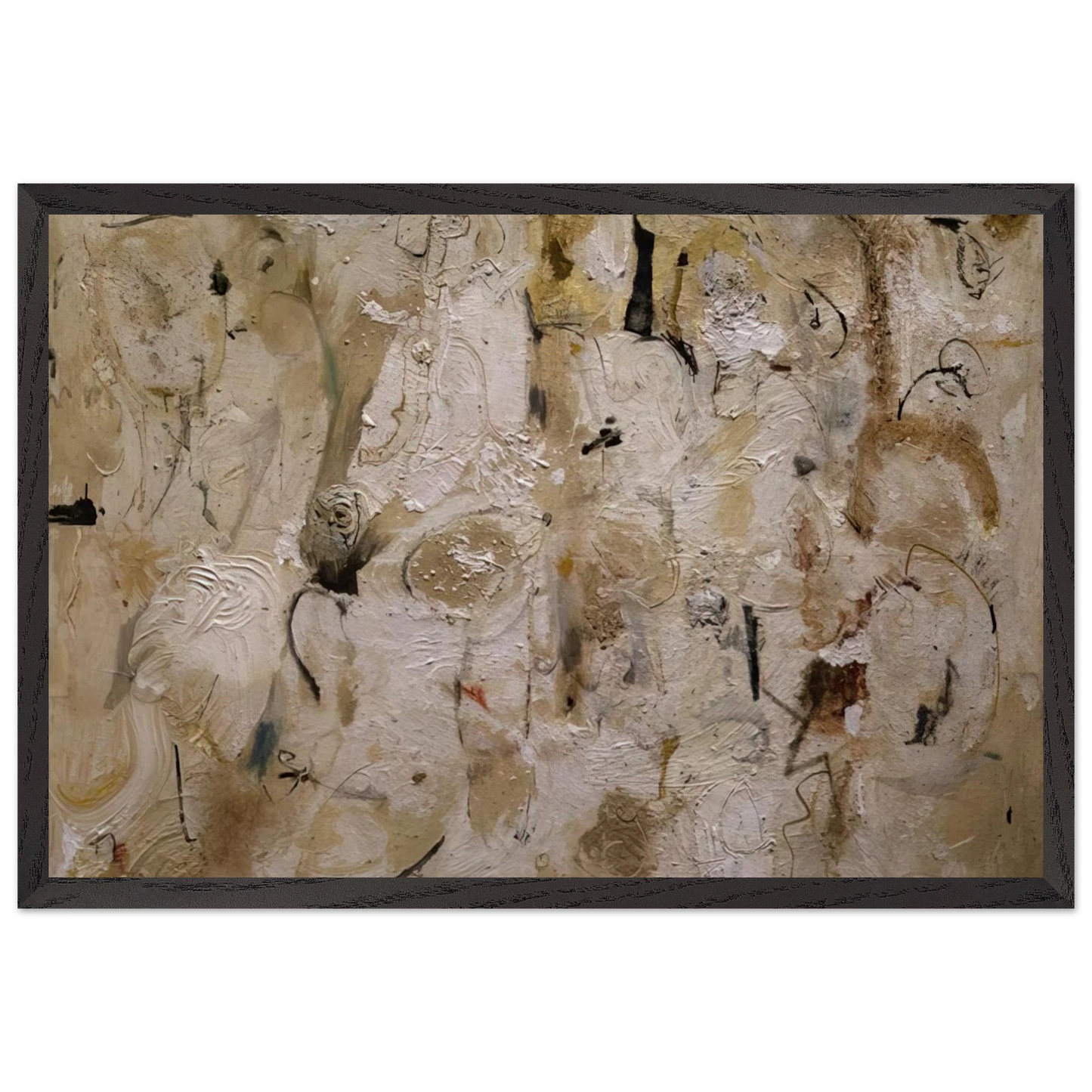 Helen Frankenthaler - Painted on 21st Street - 1951 Wall art - 28x43  cm / XL (11x17 inches) - Premium Wooden Framed Poster With Fine Art Paper - Black frame