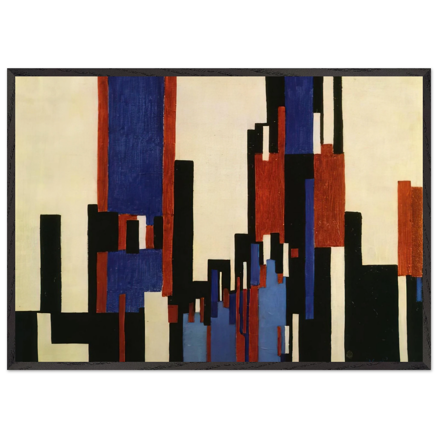 Vertical Plains Blue and Red - Frantisek Kupka Framed Art Print – Black Wooden Frame - Default Title - -Framed Art Print