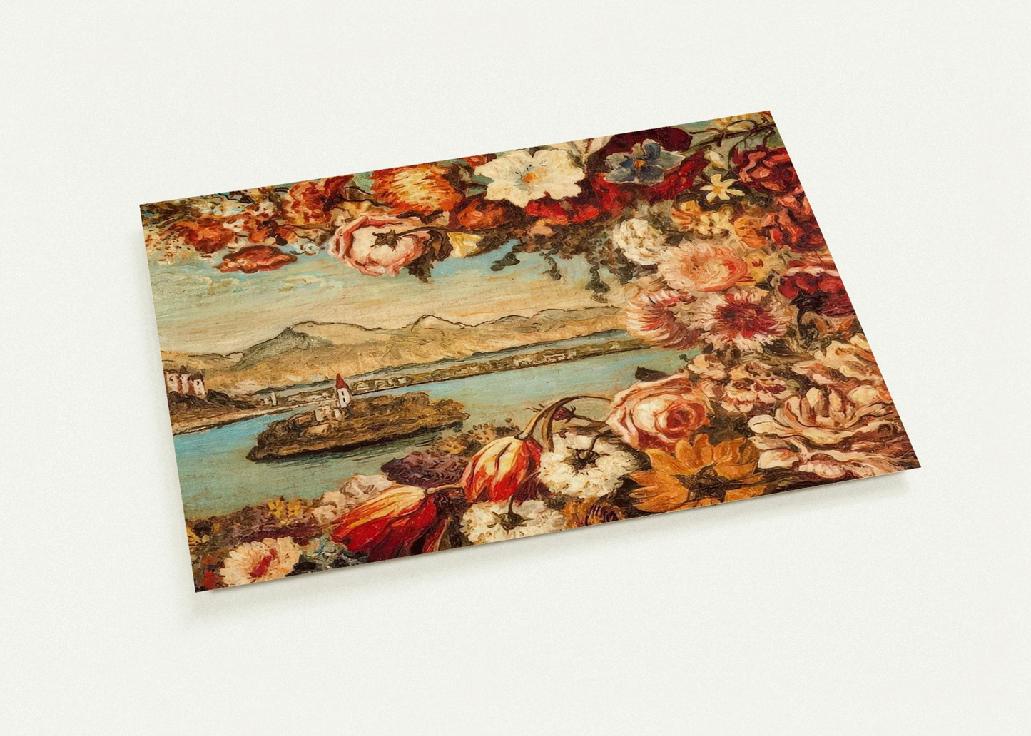ISLAND AND FLOWER GARLAND By Giorgio de Chirico Pack of 10 Post Cards | Giorgio de Chirico Post Cards | A6 (10.5 x 14.8 cm) - 4.1 x 5.8 inches