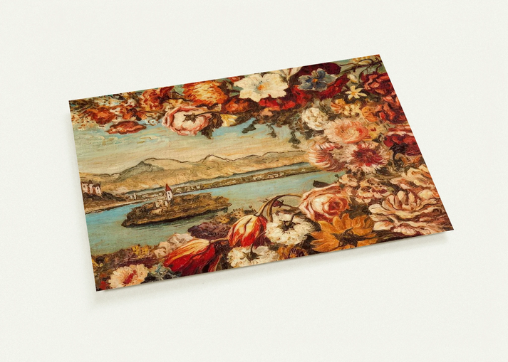 ISLAND AND FLOWER GARLAND By Giorgio de Chirico Pack of 10 Post Cards | Giorgio de Chirico Post Cards | A6 (10.5 x 14.8 cm) - 4.1 x 5.8 inches