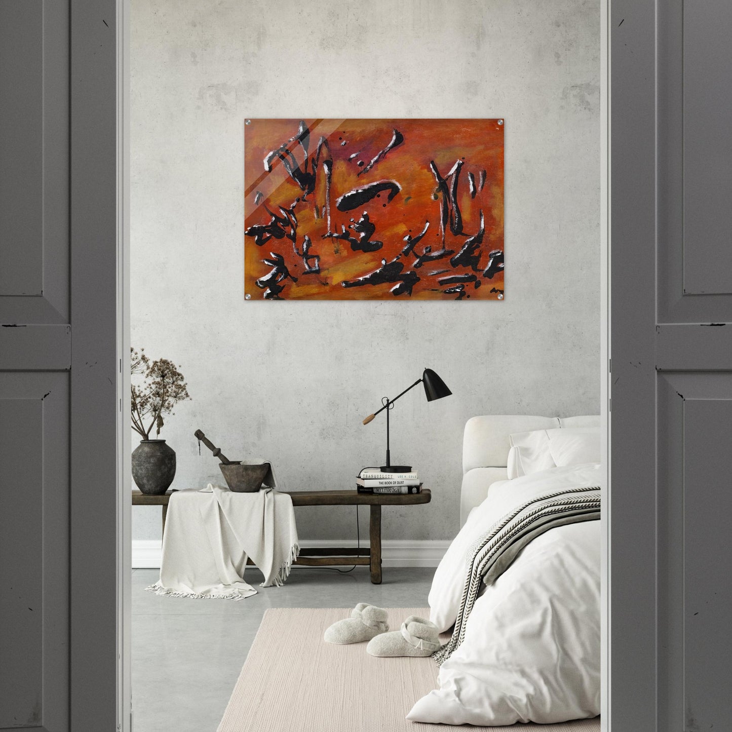 RED ABSTRACT COMPOSITION - Henri Michaux Acrylic Print - 70x100 cm / 28x40″ inches | Henri Michaux Wall Art | Henri Michaux Prints