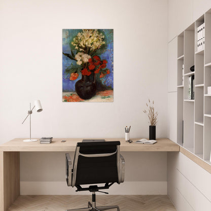 Vase with Carnations and Other Flowers - Vincent van Gogh Brushed Aluminum Print - 70x100 cm / 28x40 inches | Vincent van Gogh Aluminum Print | Vincent van Gogh Prints