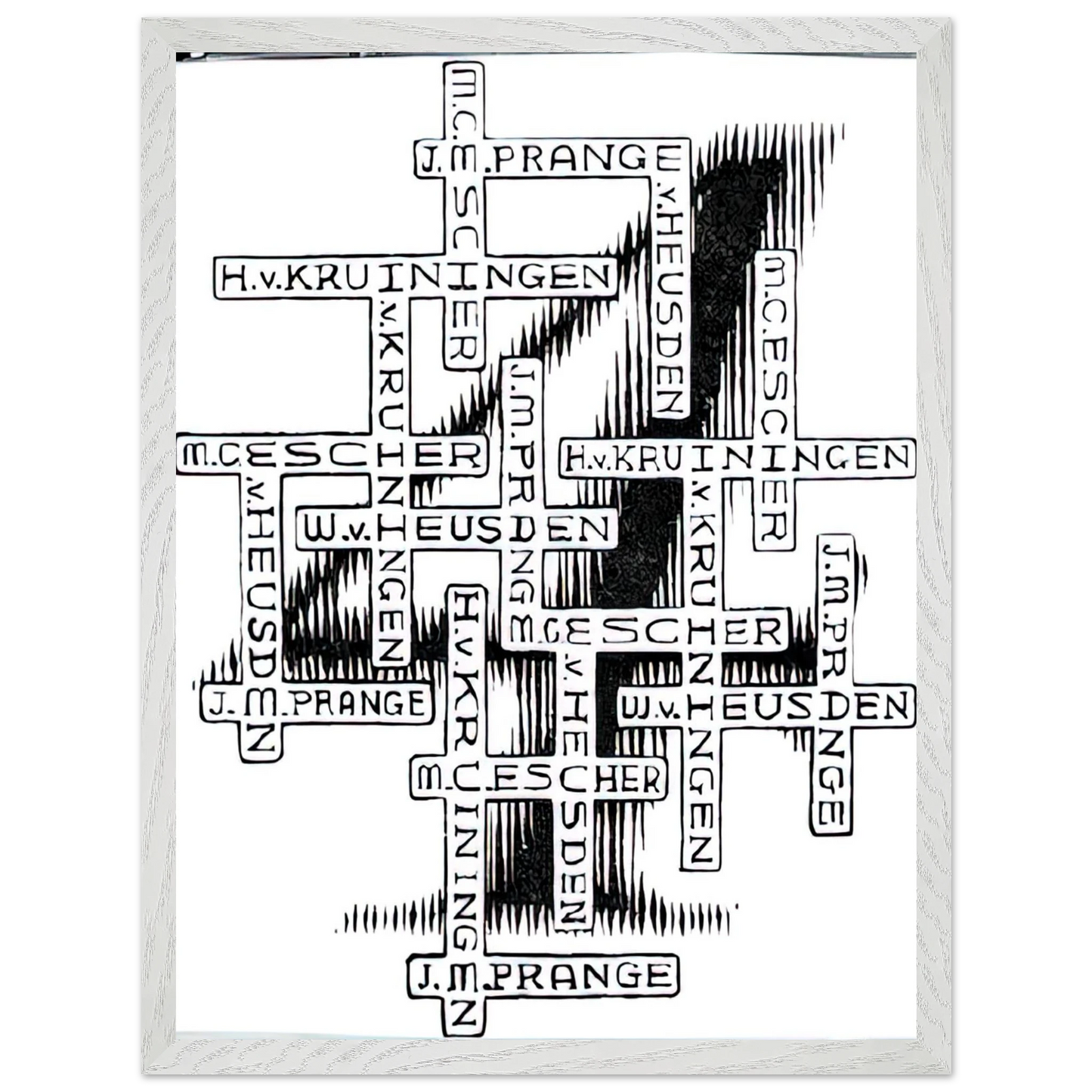 MC Escher - ESCHER (29) Wall Art - 30x40 cm / 12x16 inches - Premium Wooden Framed Poster With Fine Art Paper - Black frame