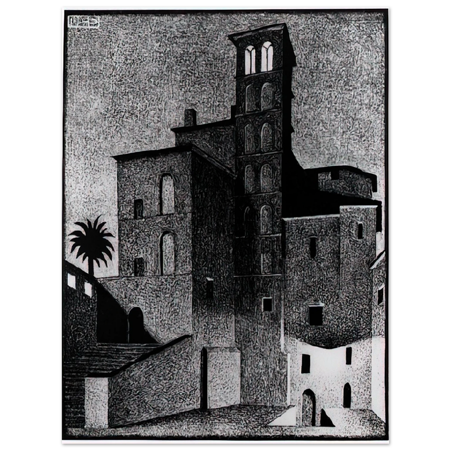 MC Escher - SS GIOVANNI ET PAOLO ROME MAY 1936 1936 Wall Art - 21x29.7 cm / 8x12" - Fine Art Poster - -
