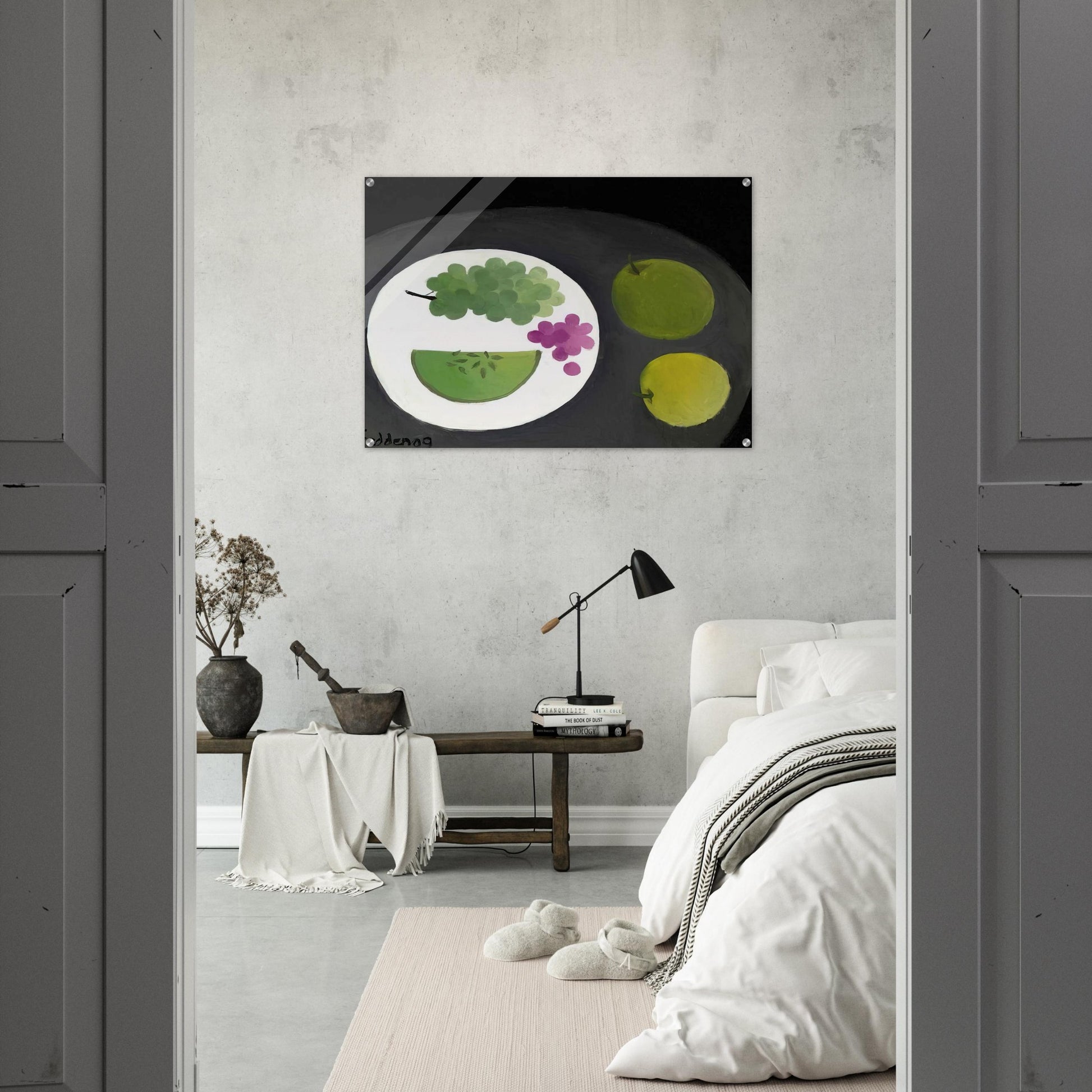 Melon and Grapes - 2009 - Mary Fedden Acrylic Print - 70x100 cm / 28x40″ inches | Mary Fedden Wall Art | Mary Fedden Prints
