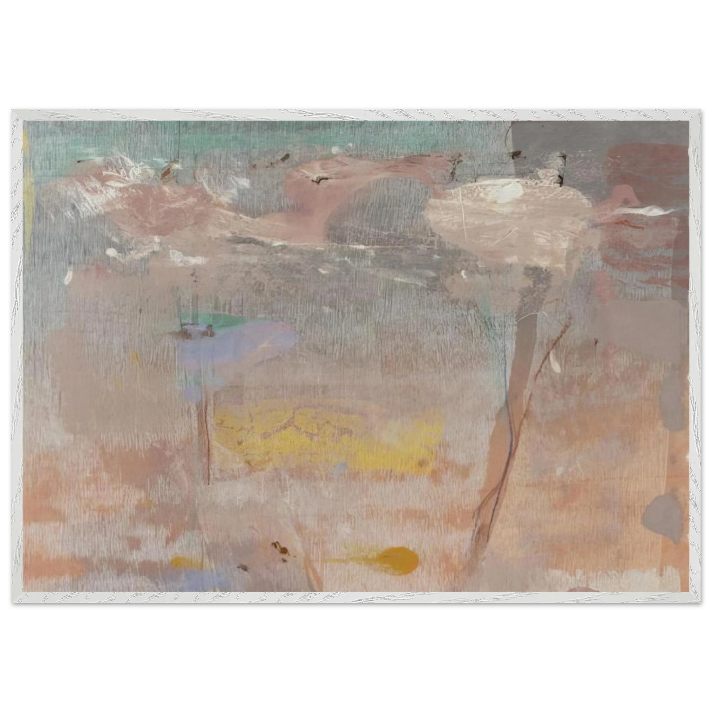 Helen Frankenthaler - Monotype I - 1981 Wall art - 28x43  cm / XL (11x17 inches) - Premium Wooden Framed Poster With Fine Art Paper - Wood frame