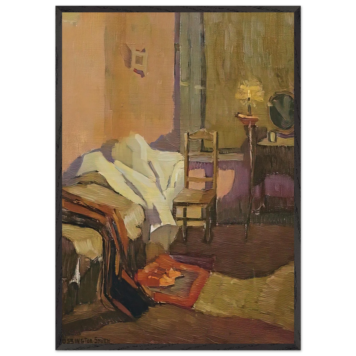 Bed time - 1922 - Grace Cossington Smith 70x100 cm / 28x40 inches Framed Art Print – Black Wooden Frame